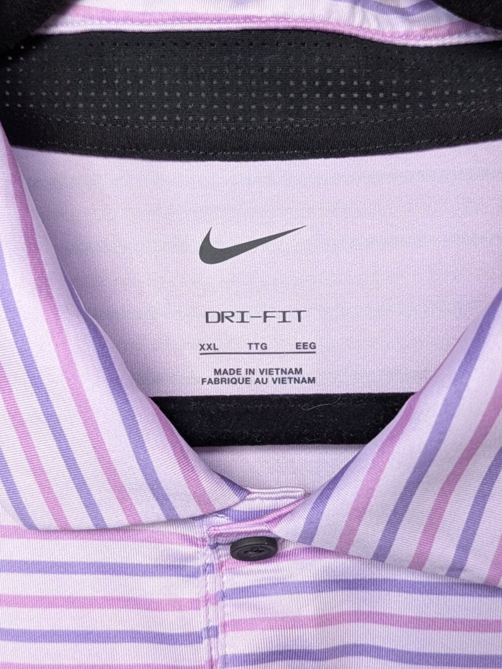 Nike Men's Dri-FIT Striped Golf Polo Shirt Lavender Lilac XXL EUC - Picture 3 of 5